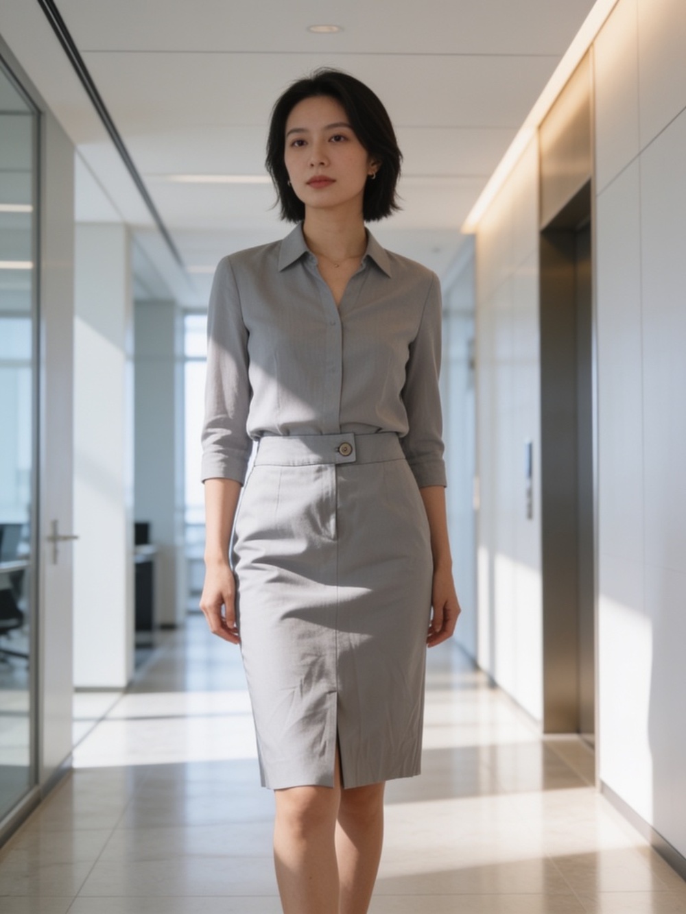Armani Collezioni Made in Italy Grey Wool Pencil Skirt Size 8